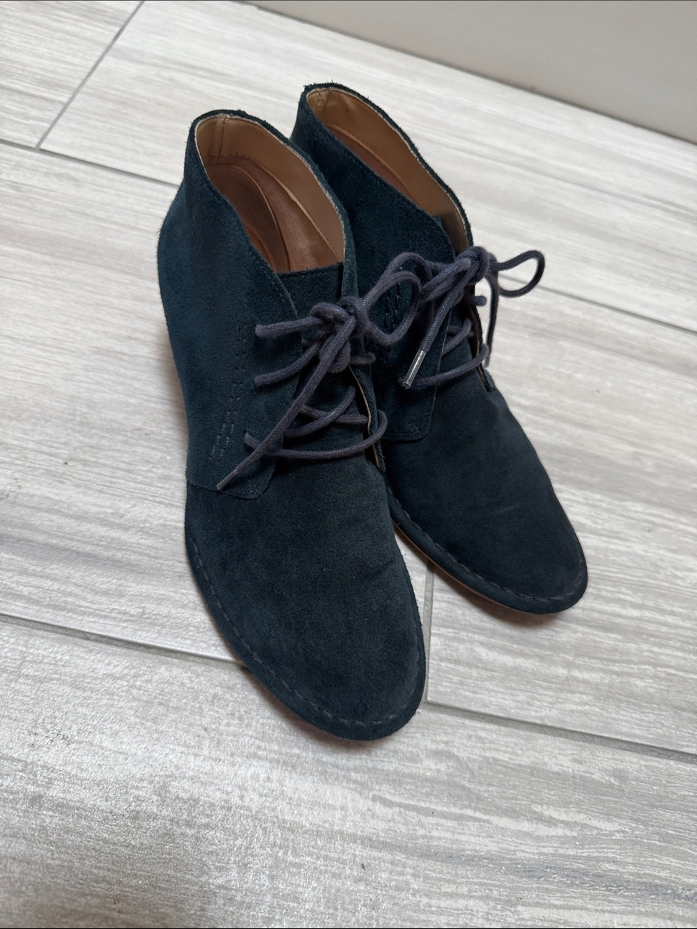 Clarks Women's Suede Lace-Up Ankle Booties in Dark Blue